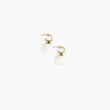 Dinosaur Designs Small River Rock Hoop Earrings in Snow Swirl color resin with Brass Hoop Material