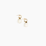 Dinosaur Designs Small River Rock Hoop Earrings in Chalk Swirl color resin with Brass Hoop Material