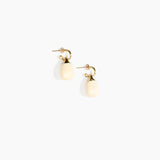 Dinosaur Designs Small River Rock Hoop Earrings in Cream color resin with Brass Hoop Material