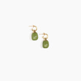Dinosaur Designs Small River Rock Hoop Earrings in Olive color resin with Brass Hoop Material