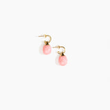 Dinosaur Designs Small River Rock Hoop Earrings in Shell Pink color resin with Brass Hoop Material