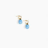Dinosaur Designs Small River Rock Hoop Earrings in Sky color resin with Brass Hoop Material