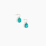 Dinosaur Designs Small River Rock Hoop Earrings in Lagoon color resin with Silver-Plated Brass Hoop Material