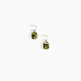 Dinosaur Designs Small River Rock Hoop Earrings in Malachite color resin with Silver-Plated Brass Hoop Material