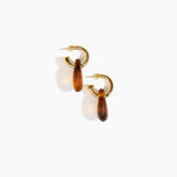 Dinosaur Designs Small Rock Hoop Earrings in Tortoise color resin with Brass Hoop Material