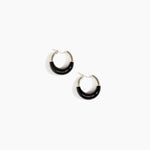 Dinosaur Designs Small Horn Hoop Earrings in Black color resin with Silver-Plated Brass Material
