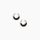 Dinosaur Designs Small Horn Hoop Earrings in Black color resin with Silver-Plated Brass Material