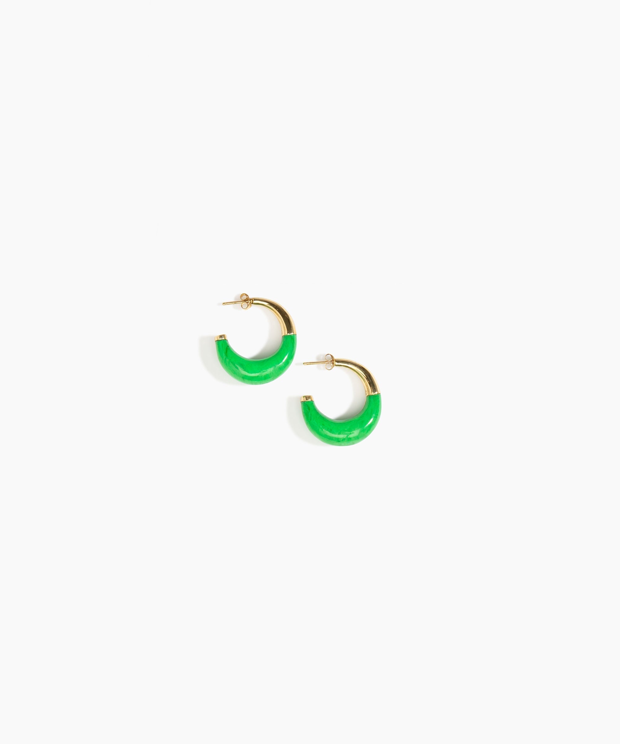 Dinosaur Designs Small Horn Earrings in Leaf color resin with Nano-Coated Brass Material
