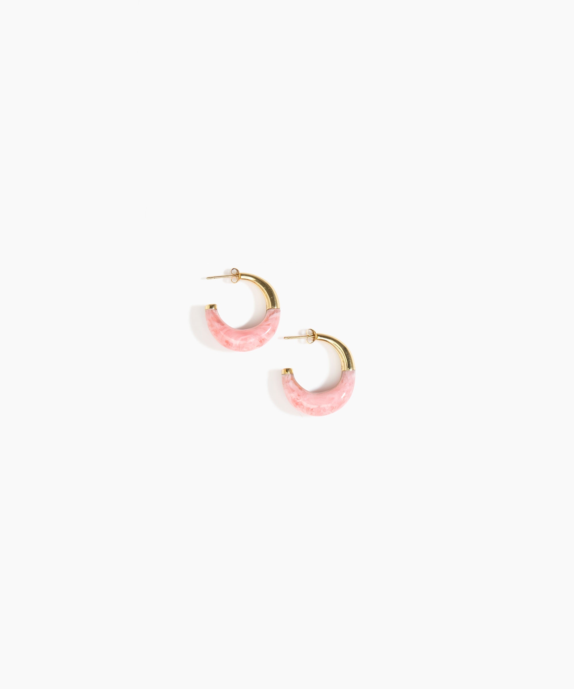 Dinosaur Designs Small Horn Earrings in Shell Pink color resin with Nano-Coated Brass Material