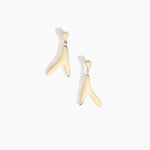 Dinosaur Designs Large Wishbone Earrings in Cream color resin with Silver-Plated Brass Material