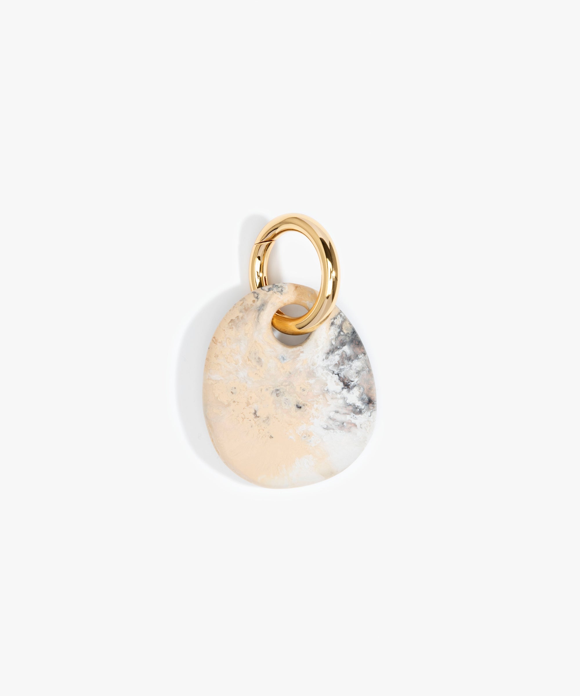 Dinosaur Designs Earth Keyring in Sandy Pearl color resin with Brass Metal