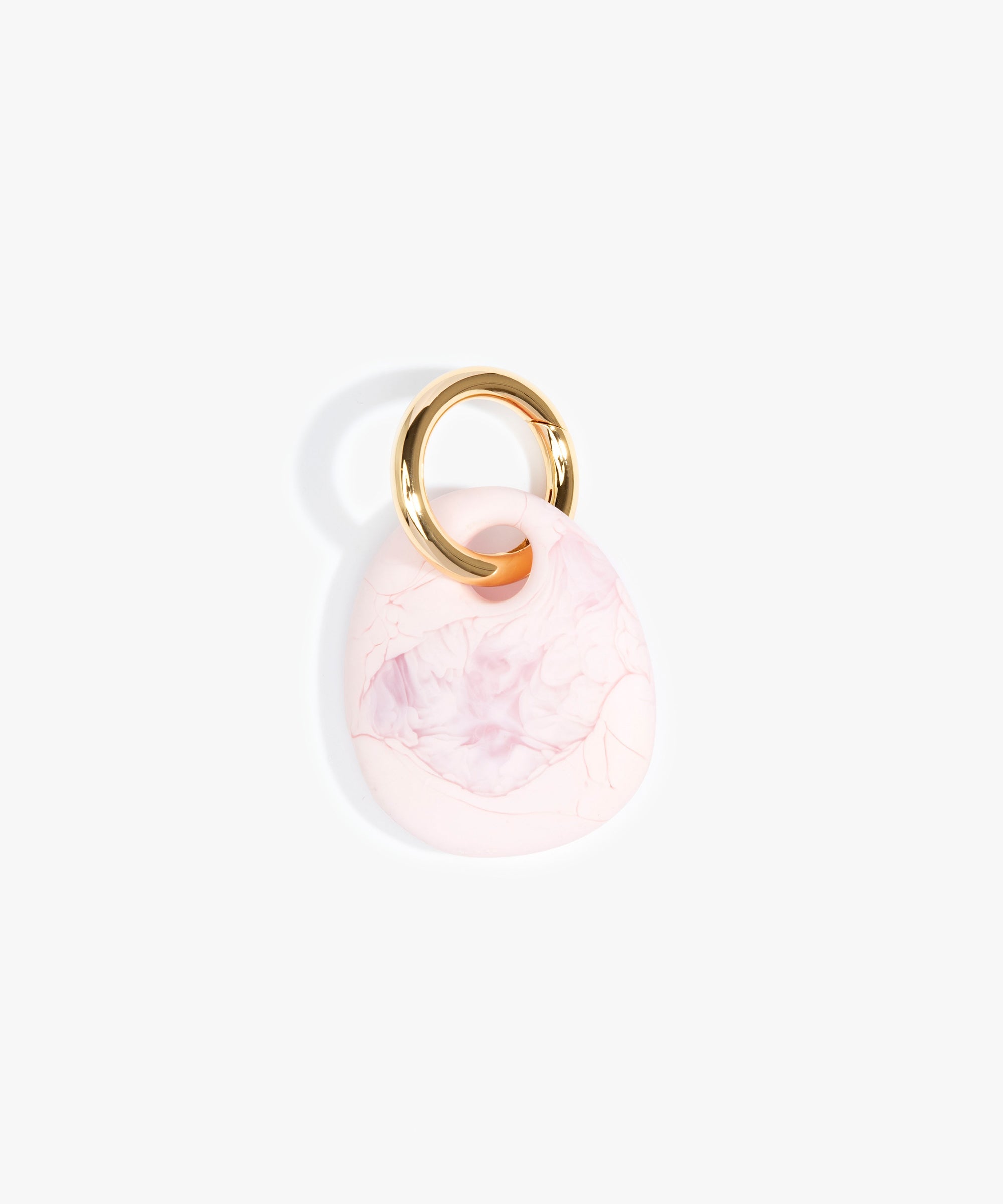 Dinosaur Designs Earth Keyring in Shell Pink color resin with Brass Metal