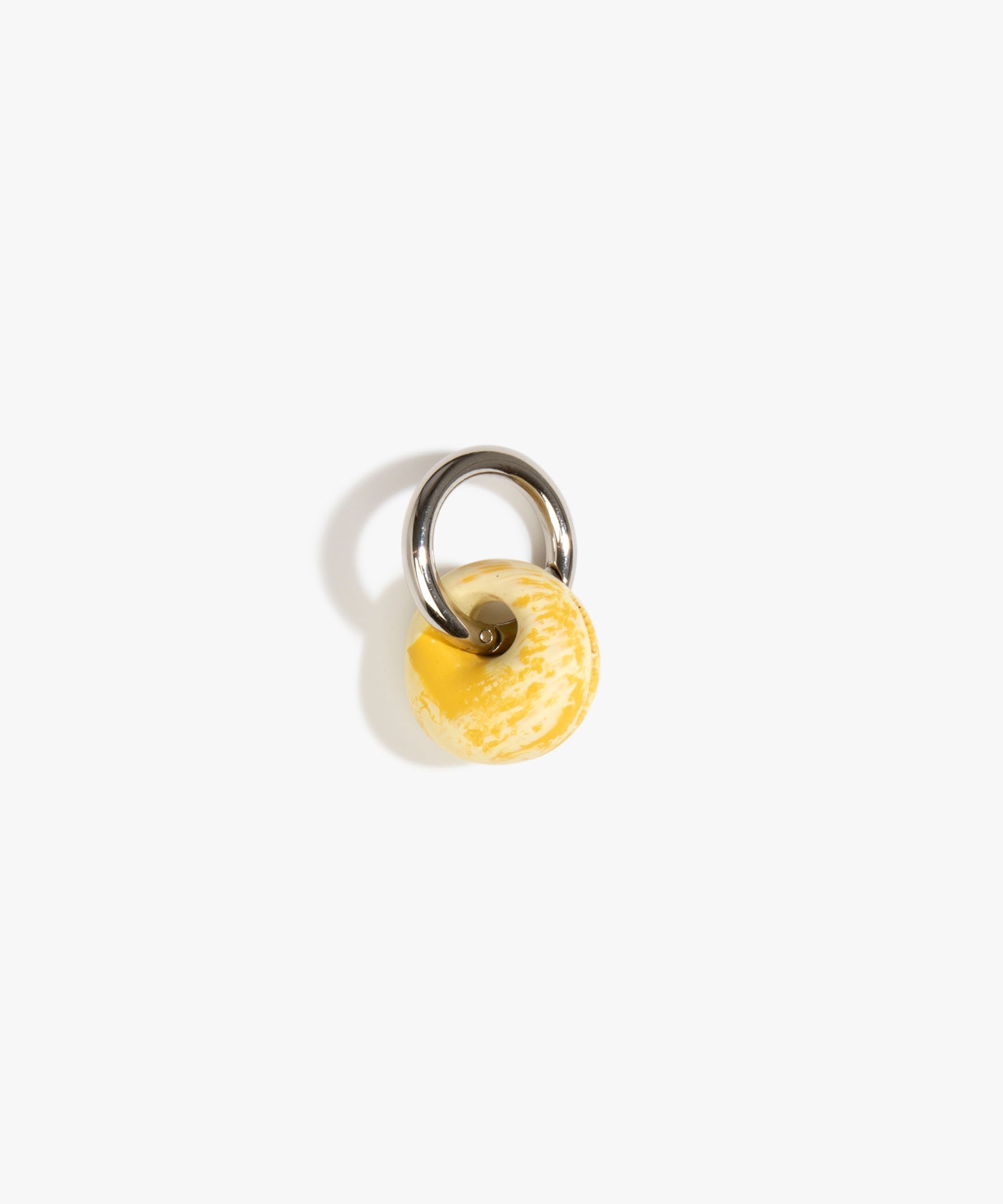 Dinosaur Designs Splash Keyring in Daisy color resin with Gunmetal Metal