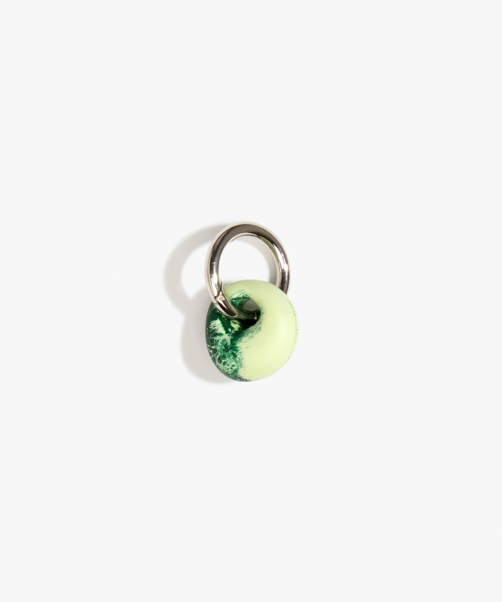 Dinosaur Designs Splash Keyring in Grass color resin with Gunmetal Metal