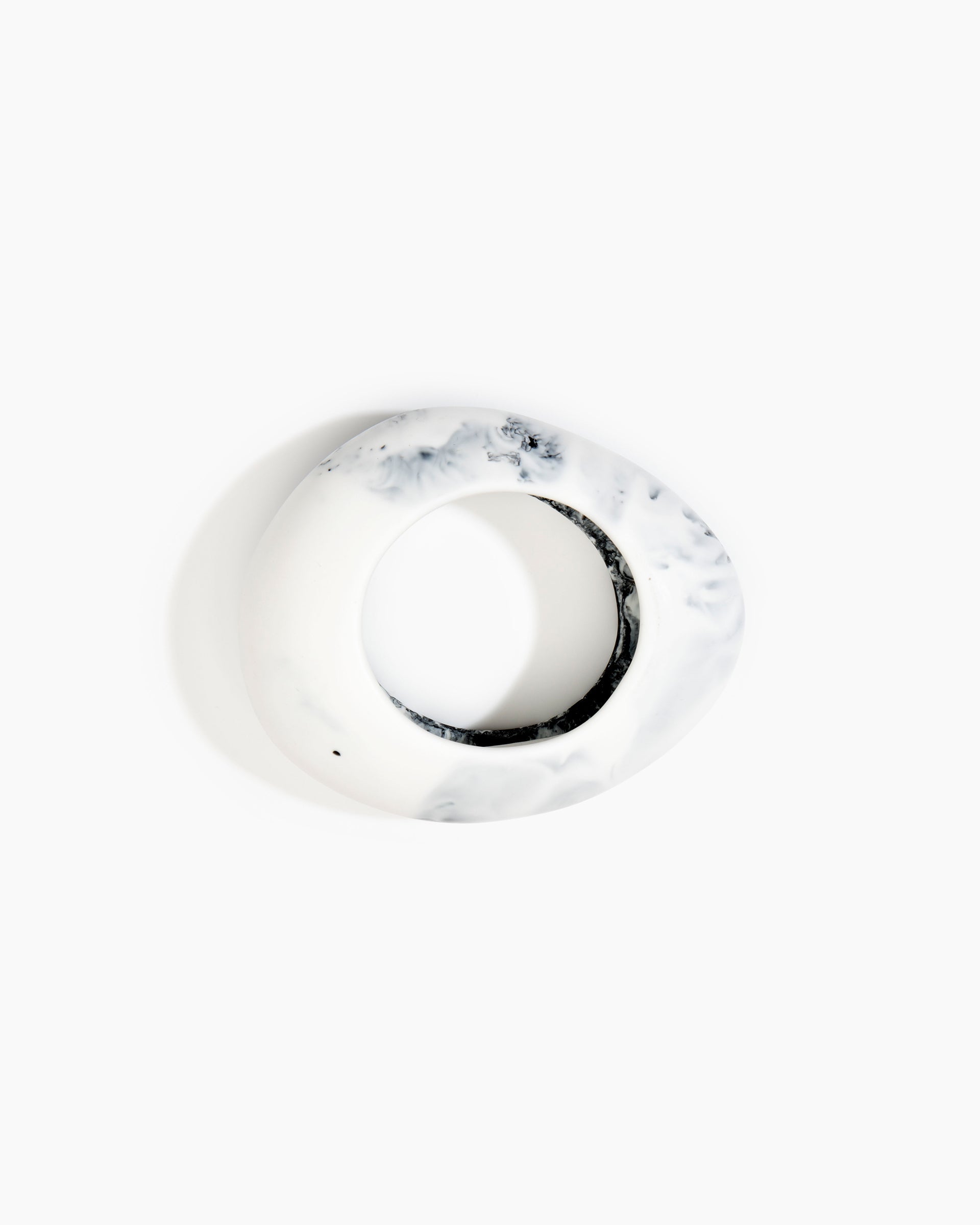 Dinosaur Designs Large Rock Bangle in White Marble color resin with Wide Fit