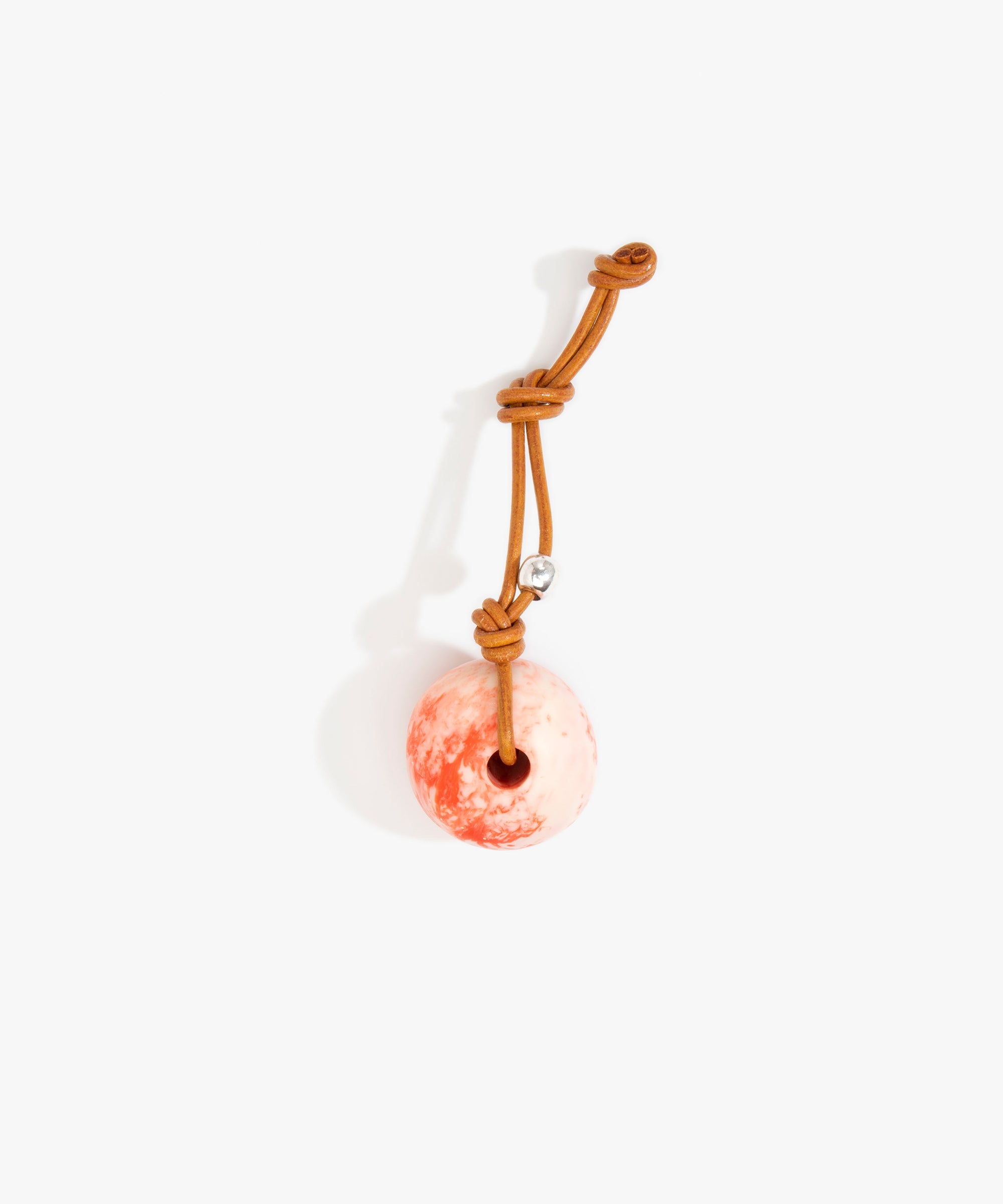 Dinosaur Designs Round Watercolor Bag Charm in Strawberry color resin with 925 Sterling Silver Material