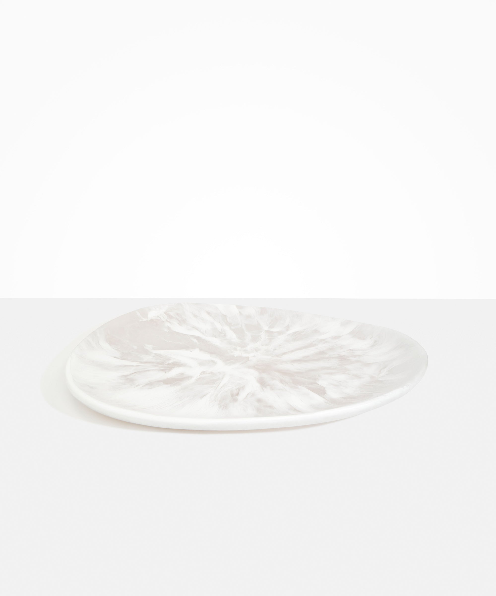 Dinosaur Designs Large Pebble Platter in Snow Swirl color resin
