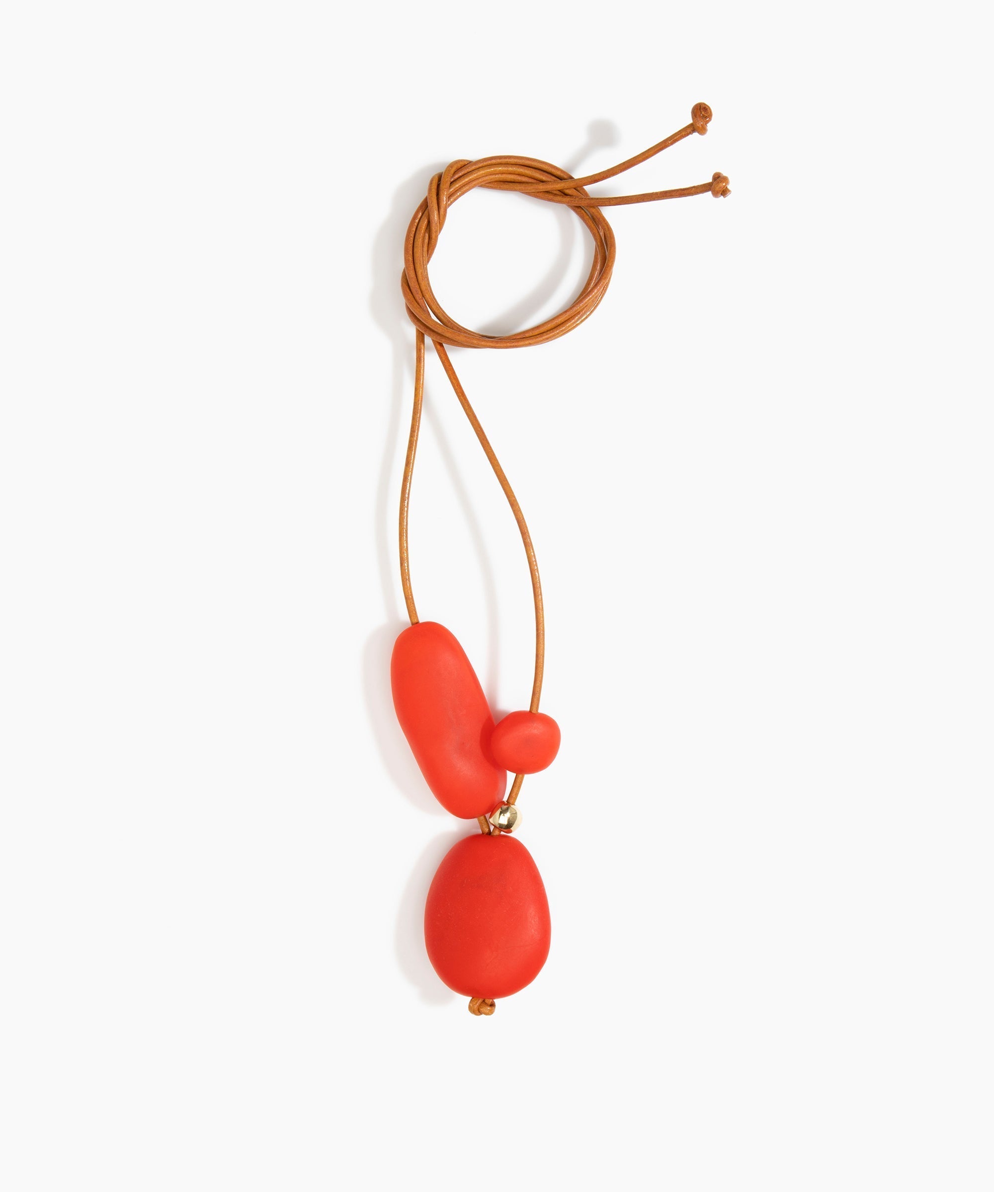 Dinosaur Designs Rock Cluster Pendant in Poppy color resin with Nano-Coated Brass Bead Material