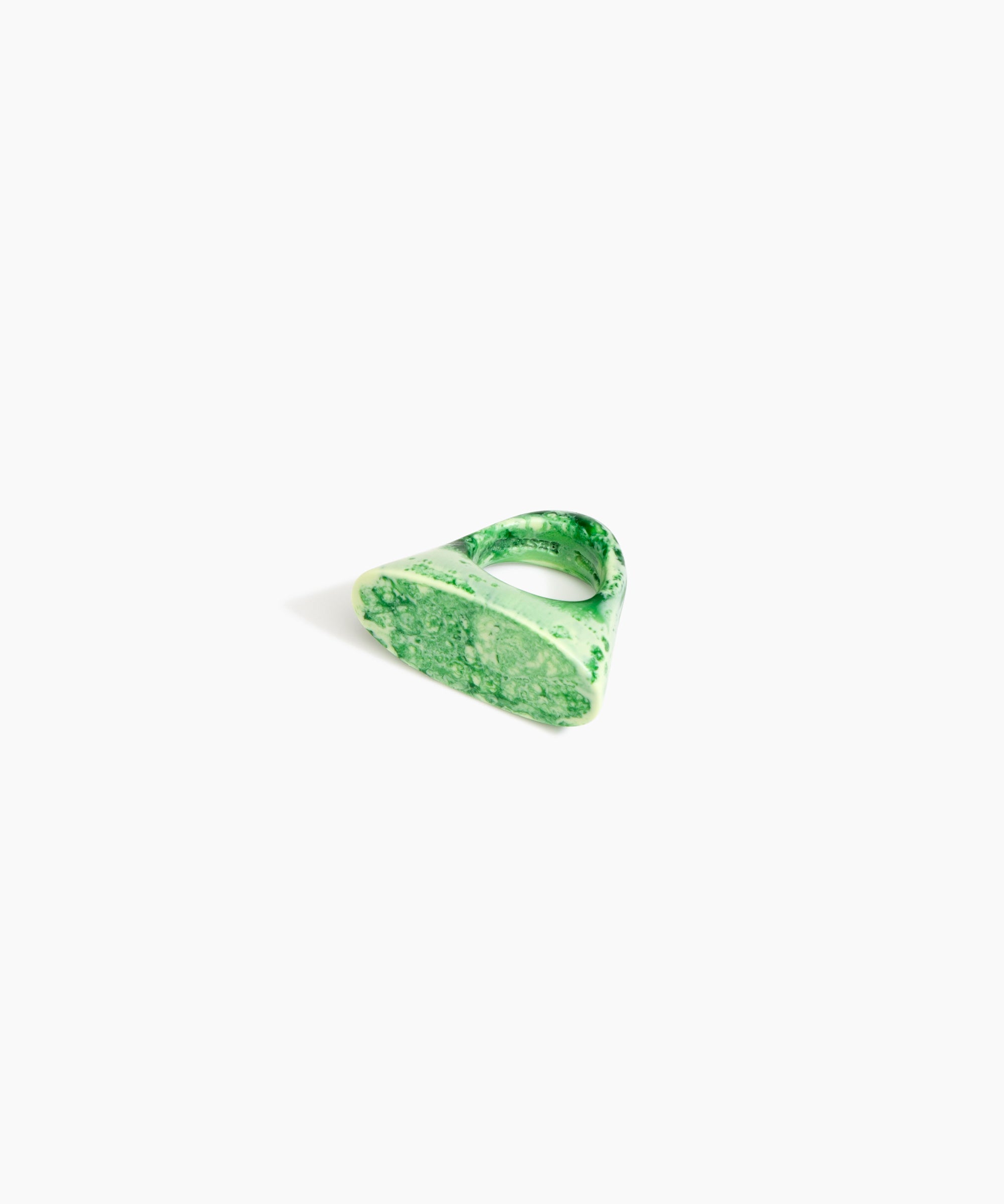 Dinosaur Designs Shield Ring in Grass color resin with Regular Fit
