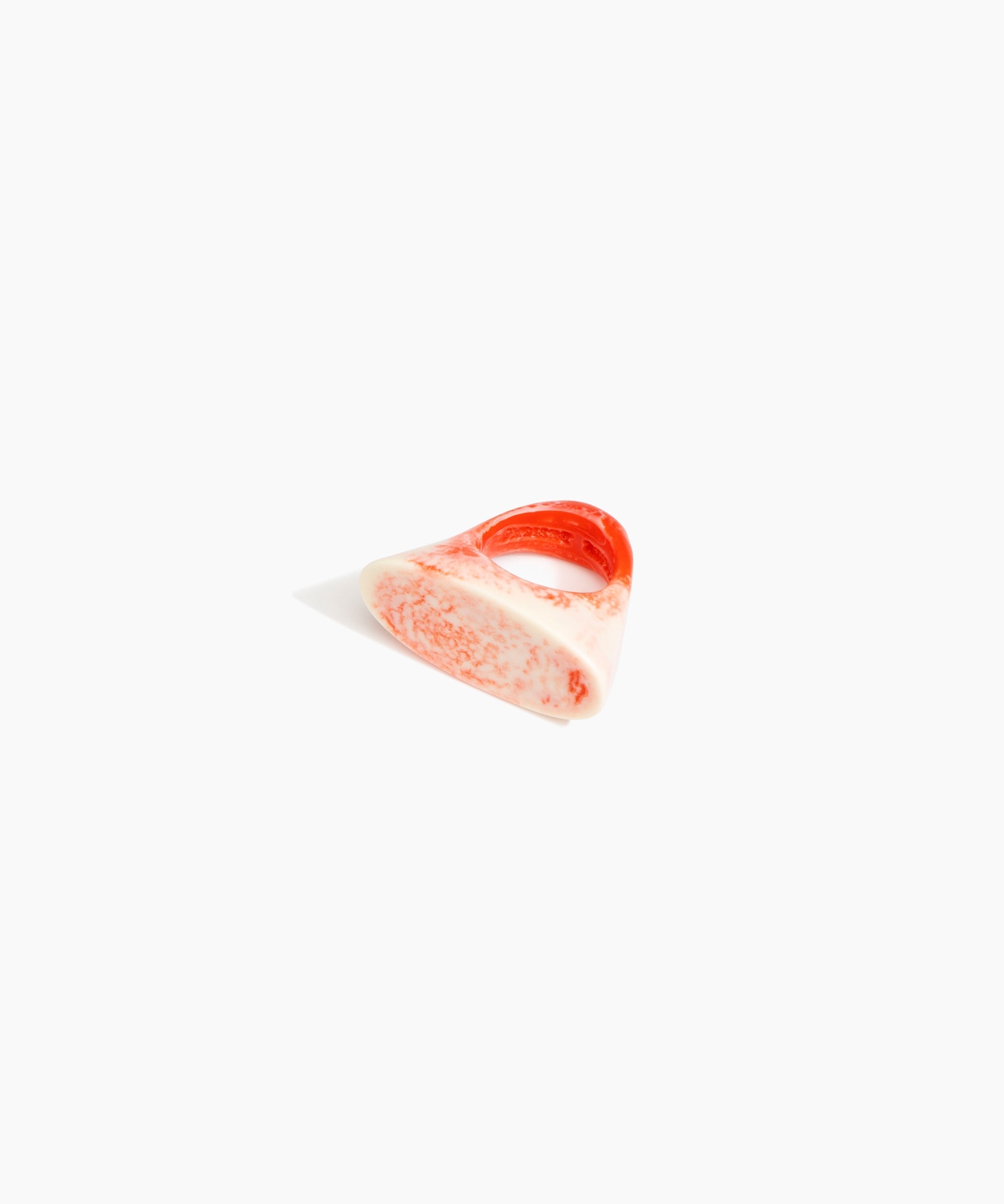 Dinosaur Designs Shield Ring in Strawberry color resin with Regular Fit