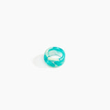 Dinosaur Designs Band Ring in Lagoon color resin with Wide Fit