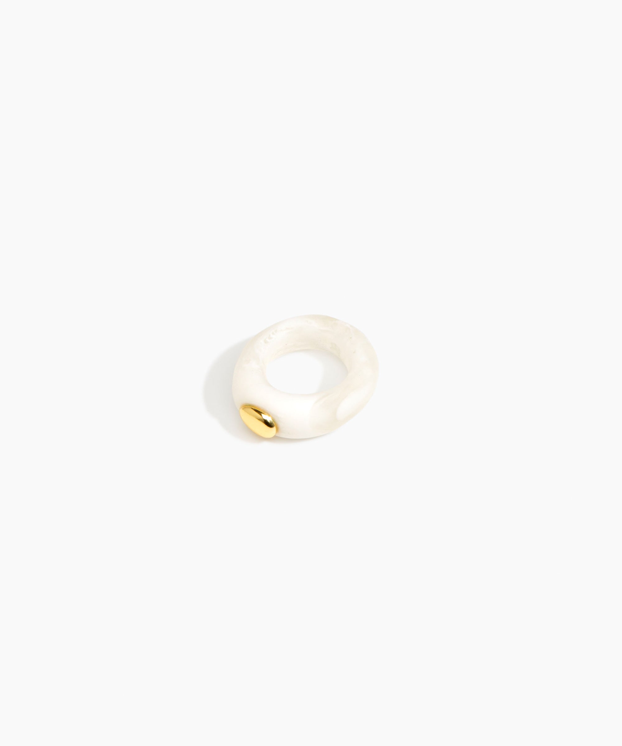 Dinosaur Designs Round Rock Ring in Snow Swirl color resin