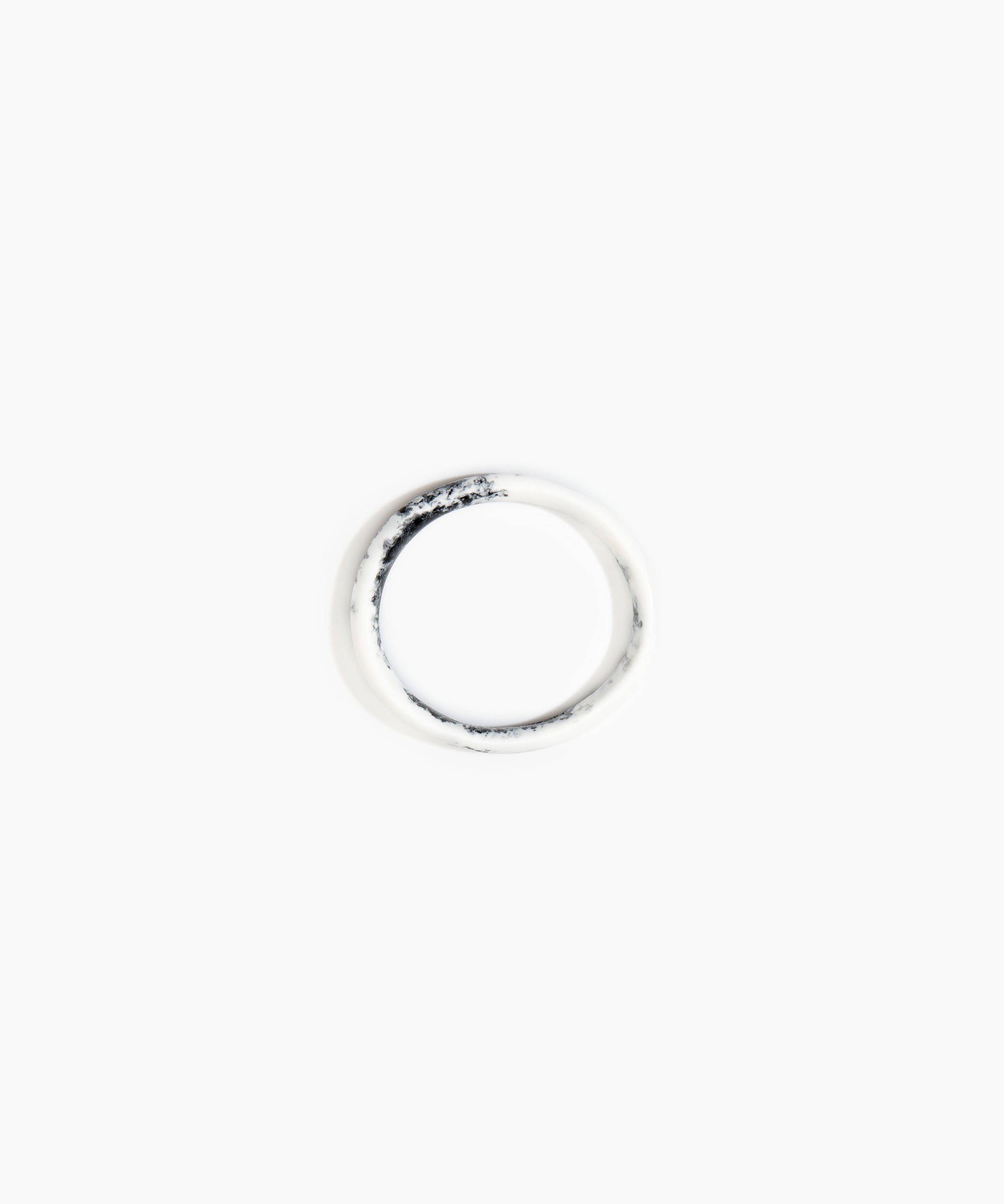Dinosaur Designs Wishbone Bangle in White Marble color resin with Wide Fit