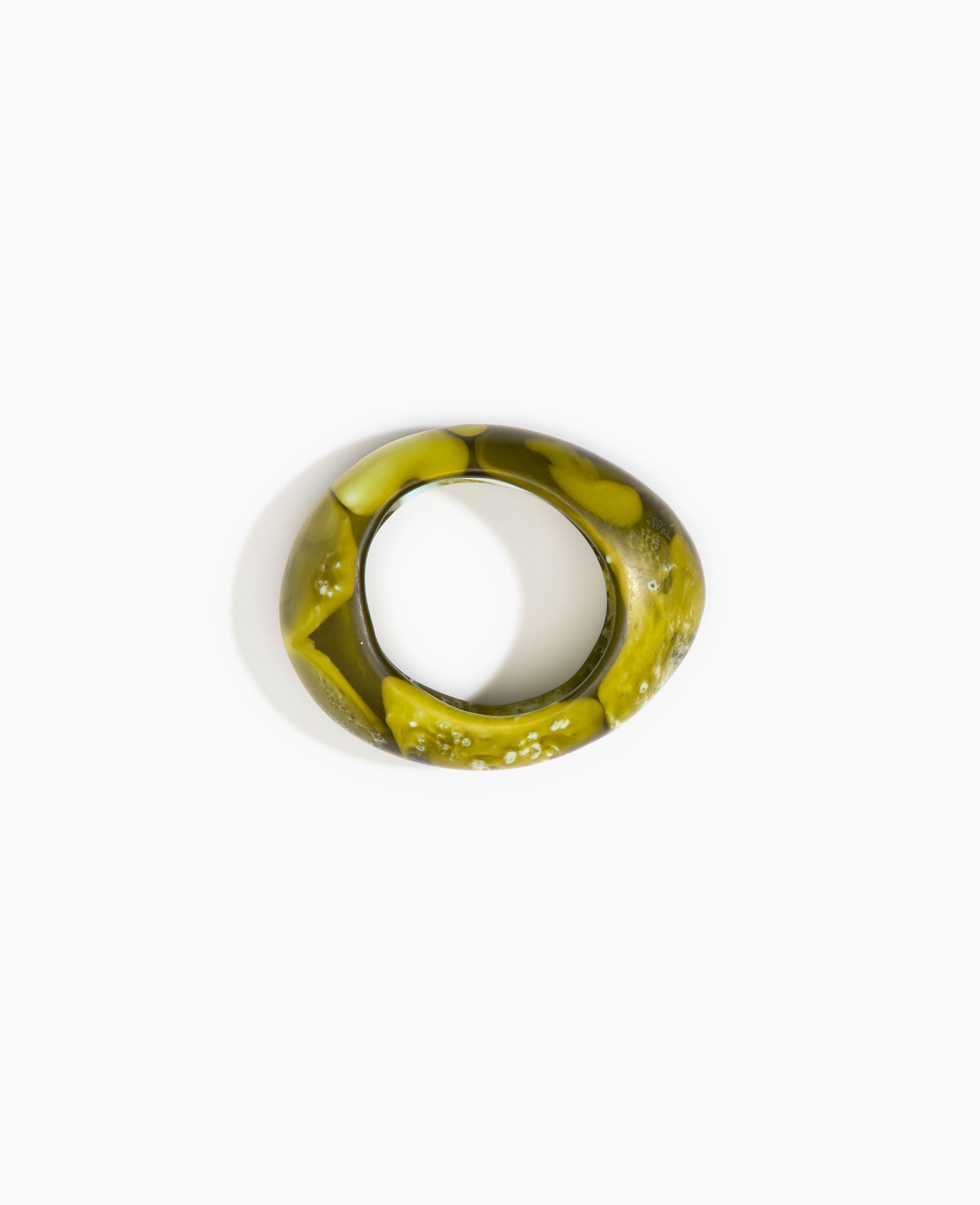 Dinosaur Designs Medium Rock Bangle in Malachite color resin with Wide Fit