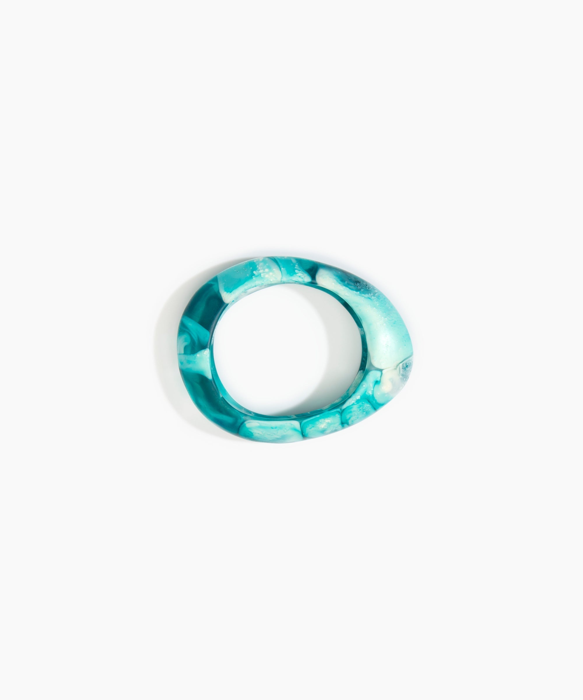 Dinosaur Designs Small Rock Bangle in Lagoon color resin with Wide Fit