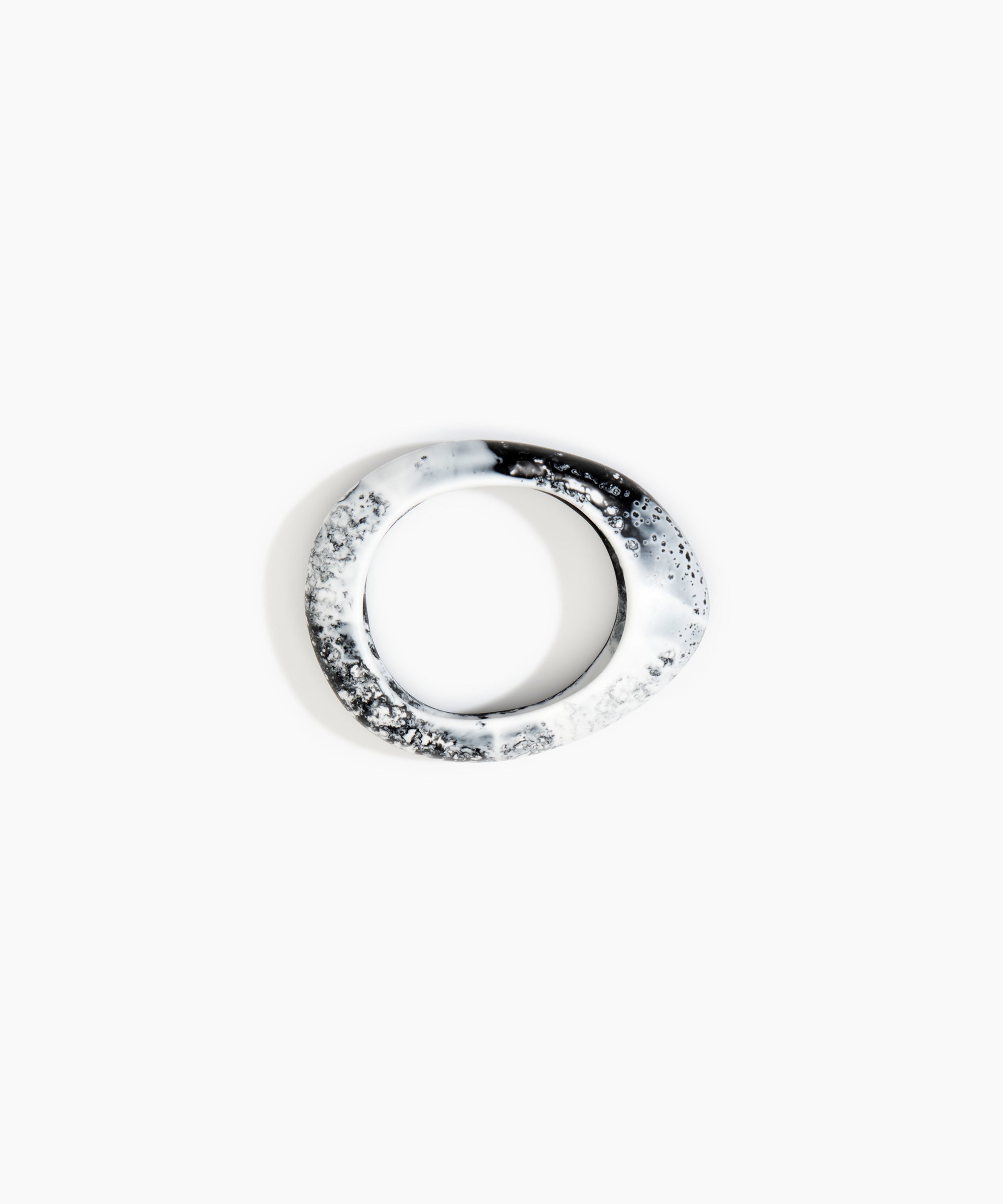 Dinosaur Designs Small Rock Bangle in White Marble color resin with Wide Fit