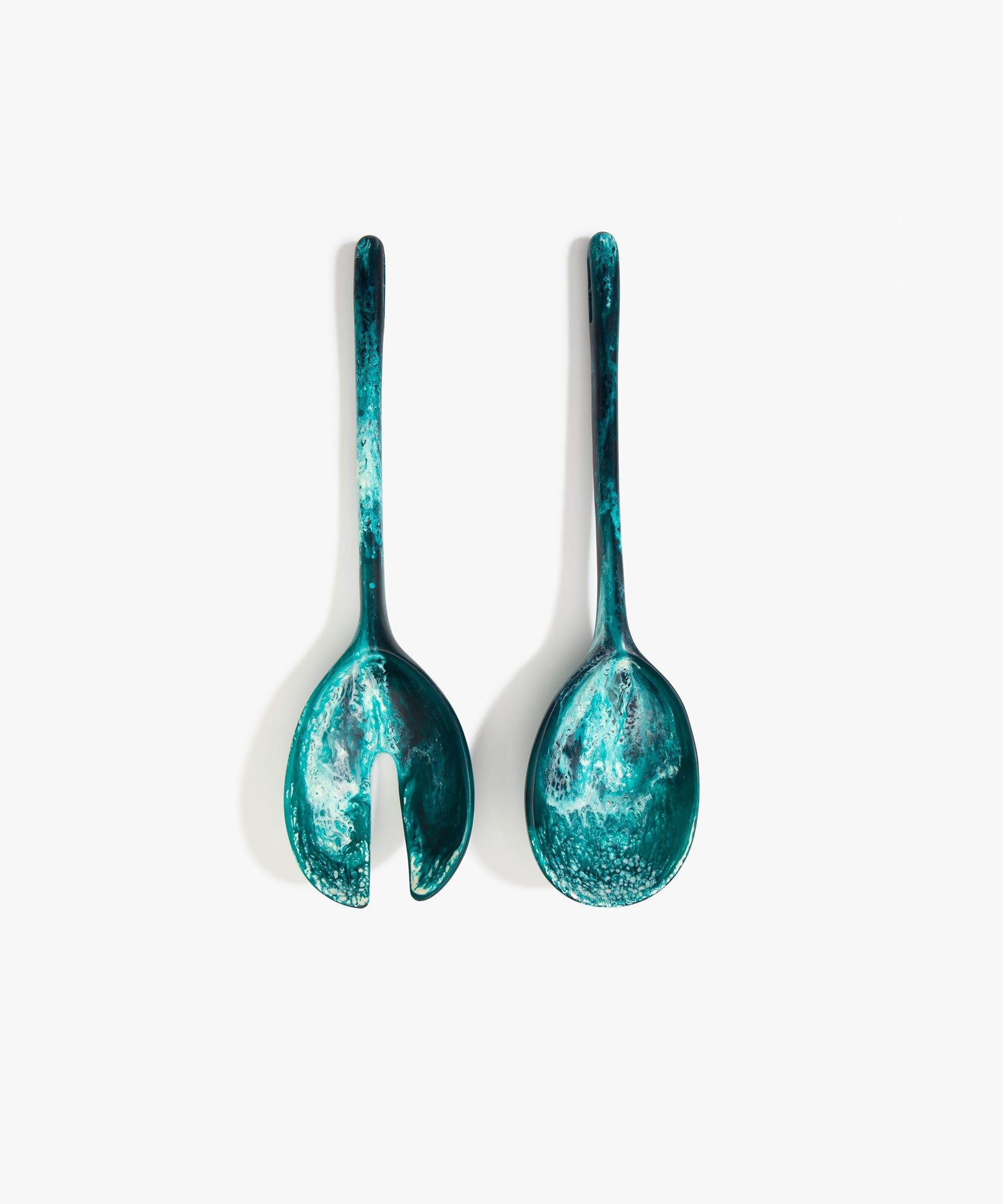 Dinosaur Designs Long Stone Servers in Lagoon color resin
