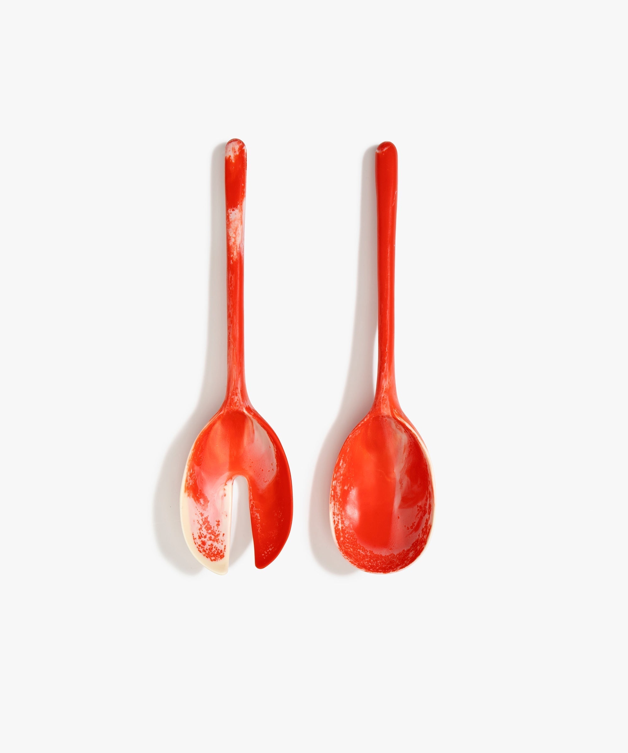 Dinosaur Designs Long Stone Servers in Strawberry color resin