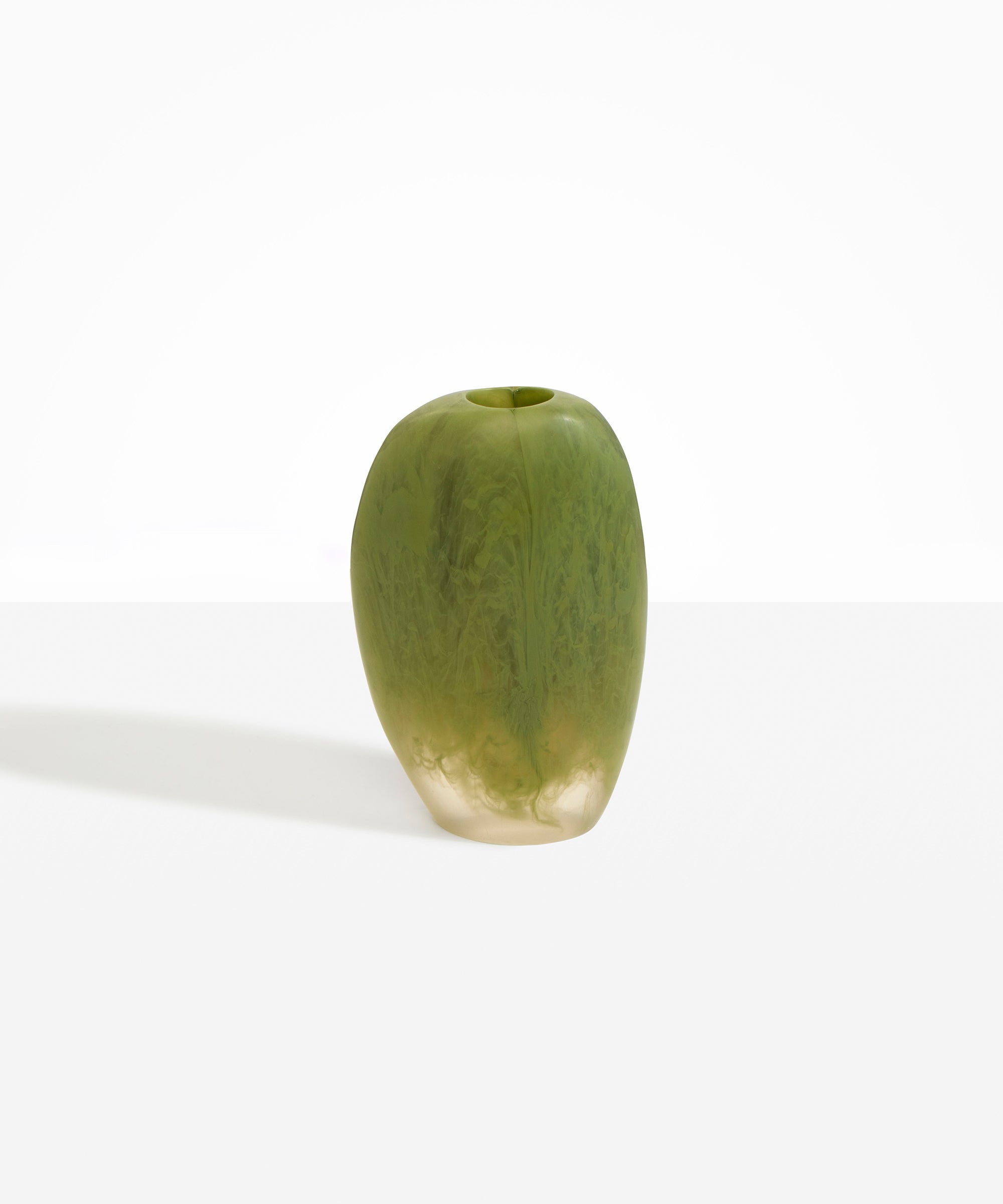 Dinosaur Designs Bold Skipping Stone Vase in Olive color resin
