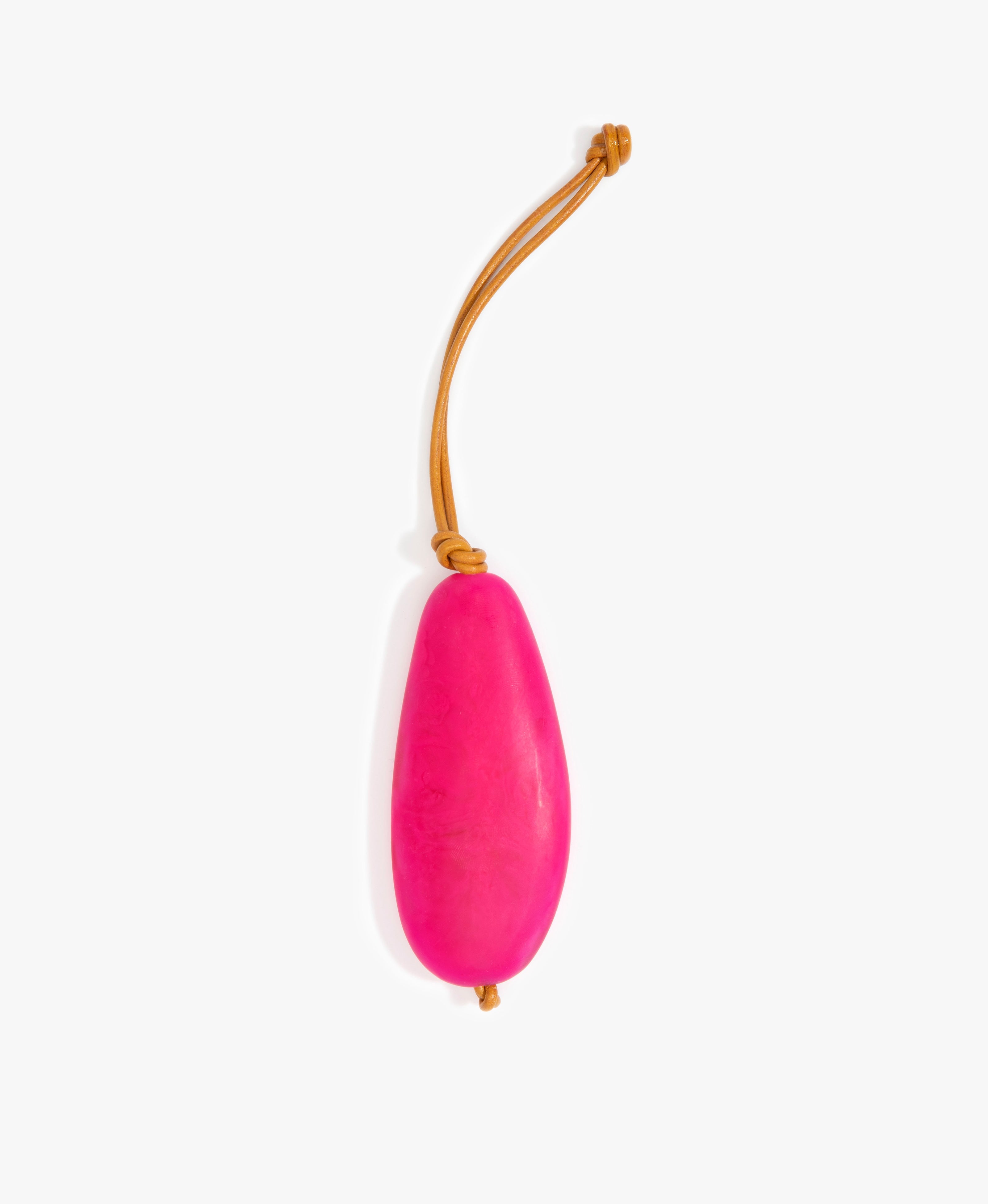 Dinosaur Designs Pebble Keyring in Flamingo color resin