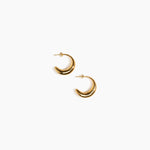 LO Collections Medium Liquid Hoop Earrings in 24k Gold-Plated Brass Material..