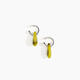 Dinosaur Designs Small Rock Hoop Earrings in Malachite Colour resin with Silver-Plated Brass Hoop Material