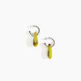 Dinosaur Designs Small Rock Hoop Earrings in Malachite Colour resin with Silver-Plated Brass Hoop Material..