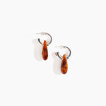 Dinosaur Designs Small Rock Hoop Earrings in Dark Horn Colour resin with Silver-Plated Brass Hoop Material..