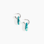 Dinosaur Designs Small Rock Hoop Earrings in Lagoon Colour resin with Silver-Plated Brass Hoop Material.