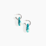 Dinosaur Designs Small Rock Hoop Earrings in Lagoon Colour resin with Silver-Plated Brass Hoop Material.