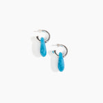 Dinosaur Designs Small Rock Hoop Earrings in Sky Colour resin with Silver-Plated Brass Hoop Material..