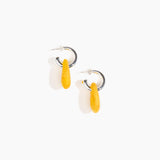 Dinosaur Designs Small Rock Hoop Earrings in Honeycomb Colour resin with Silver-Plated Brass Hoop Material..