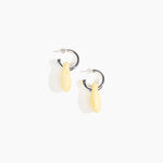 Dinosaur Designs Small Rock Hoop Earrings in Lemon Colour resin with Silver-Plated Brass Hoop Material..