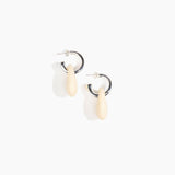 Dinosaur Designs Small Rock Hoop Earrings in Cream Colour resin with Silver-Plated Brass Hoop Material..
