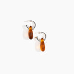 Dinosaur Designs Small Rock Hoop Earrings in Tortoise Colour resin with Silver-Plated Brass Hoop Material..