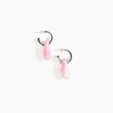 Dinosaur Designs Small Rock Hoop Earrings in Shell Pink Colour resin with Silver-Plated Brass Hoop Material..