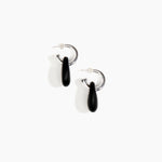 Dinosaur Designs Small Rock Hoop Earrings in Black Colour resin with Silver-Plated Brass Hoop Material..