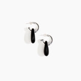 Dinosaur Designs Small Rock Hoop Earrings in Black Colour resin with Silver-Plated Brass Hoop Material..