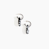Dinosaur Designs Small Rock Hoop Earrings in Black Marble Colour resin with Silver-Plated Brass Hoop Material..