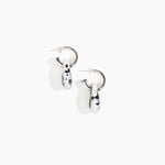 Dinosaur Designs Small Rock Hoop Earrings in White Marble Colour resin with Silver-Plated Brass Hoop Material.
